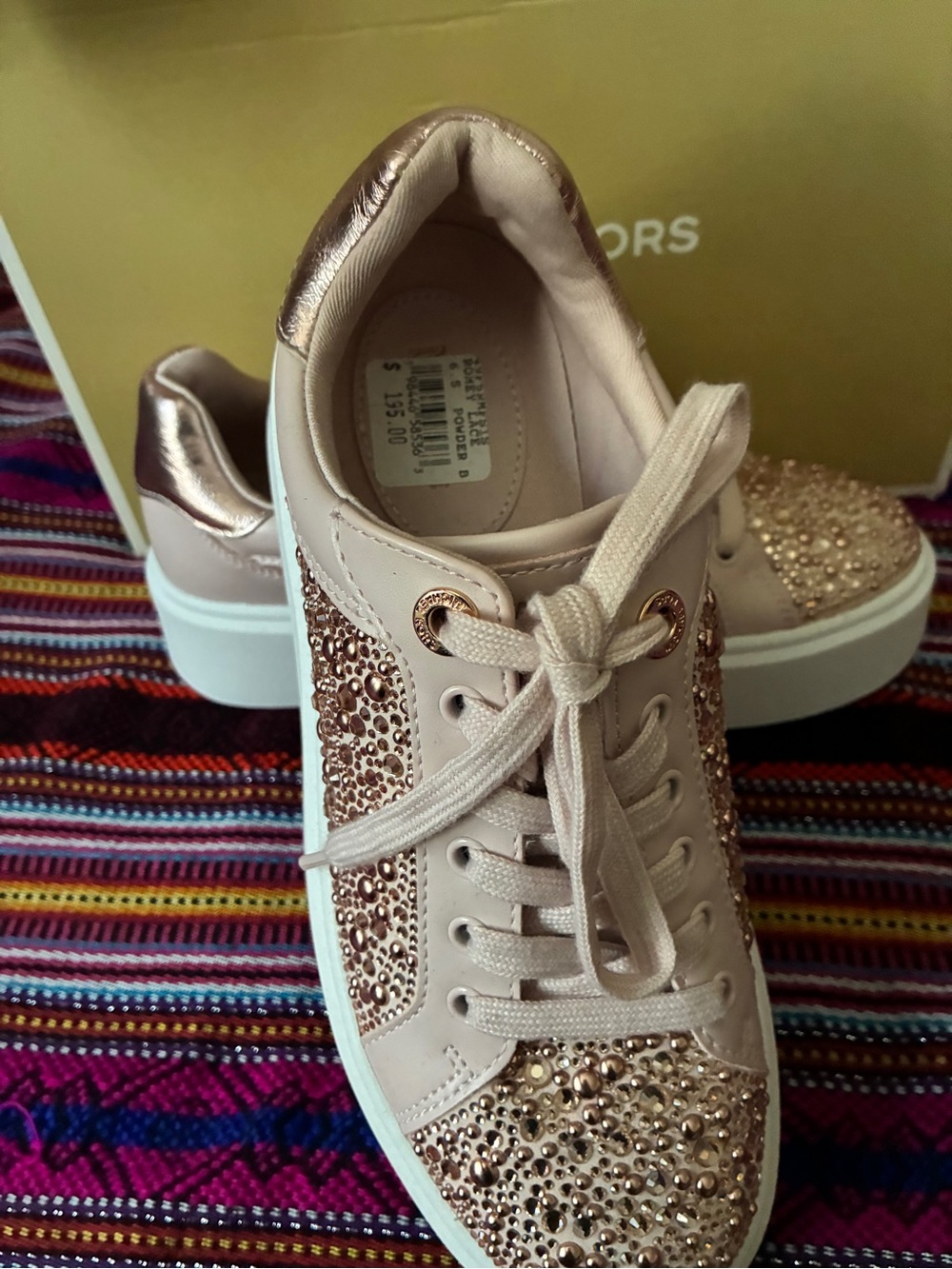 Michael Kors Pink Rose Gold Crystal Platform Sneakers - Picture 4 of 9